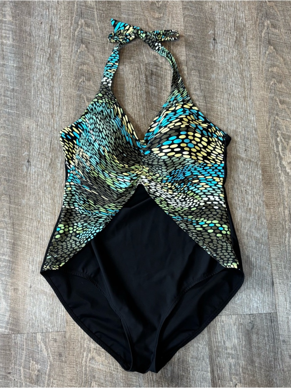 Fanta Sizer Swimwear One Piece Suit 14 Halter Push Up Padded Bra Tummy Minimize